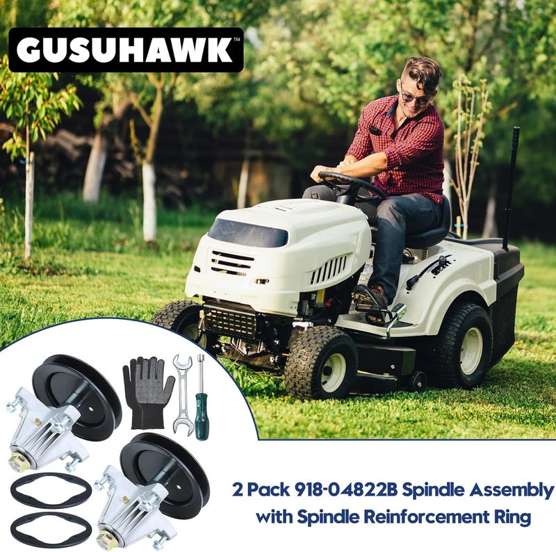GUSUHAWK 2 Pack Pre-Greased 918-04822B Spindle with Reinforcement Ring Replaces 918-04822A, 91804822B, 918-04822, 618-04822A, 618-04822B for LTX 1040, LTX 1042, LT4200, LT1500, PYT9000, Z6000 Tractors - Image 2
